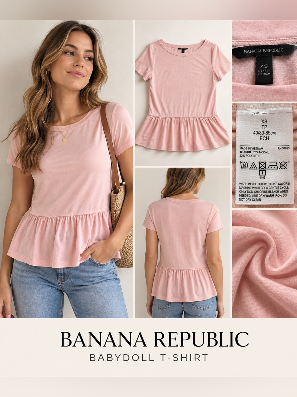 Banana Republic Pink Babydoll Peplum Top – XS – NWOT